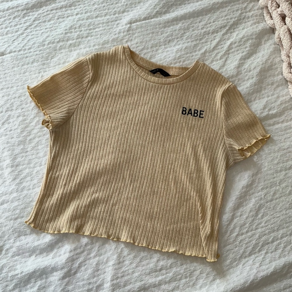 SHEIN Cream Ribbed Knit Top - Picture 2 of 4